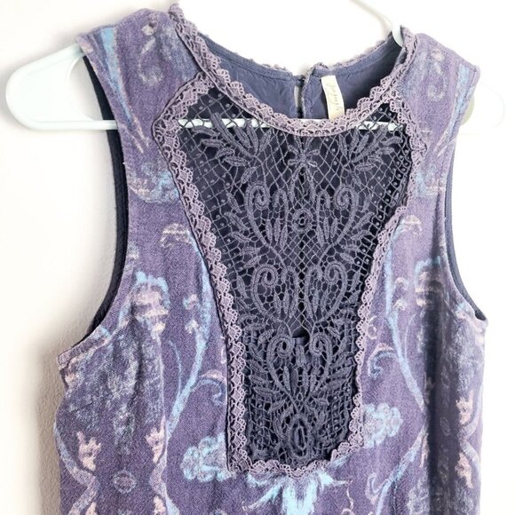 Free People Maribelle Lace Detail Sleeveless Mini Dress Blue Small Womens - Picture 6 of 13